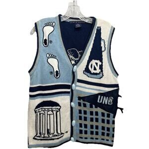 Birch Bros Vintage North Carolina Tar Heels Embroidered Knit Vest NCCA Small